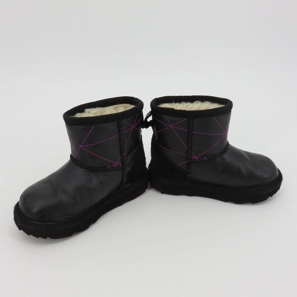 Ugg Toddler 7 US 6 UK 1167315T Kids Classic Mini Pearlized Boot Black Winter - Picture 10 of 15